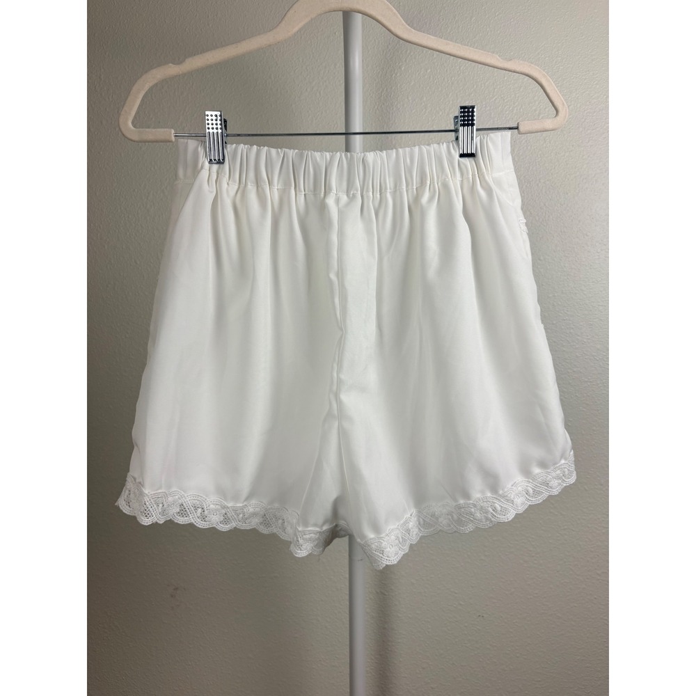 White Embroidered Lace Tap Shorts Bridal Shower Honeymoon Beach Wedding Coquette - Picture 2 of 7